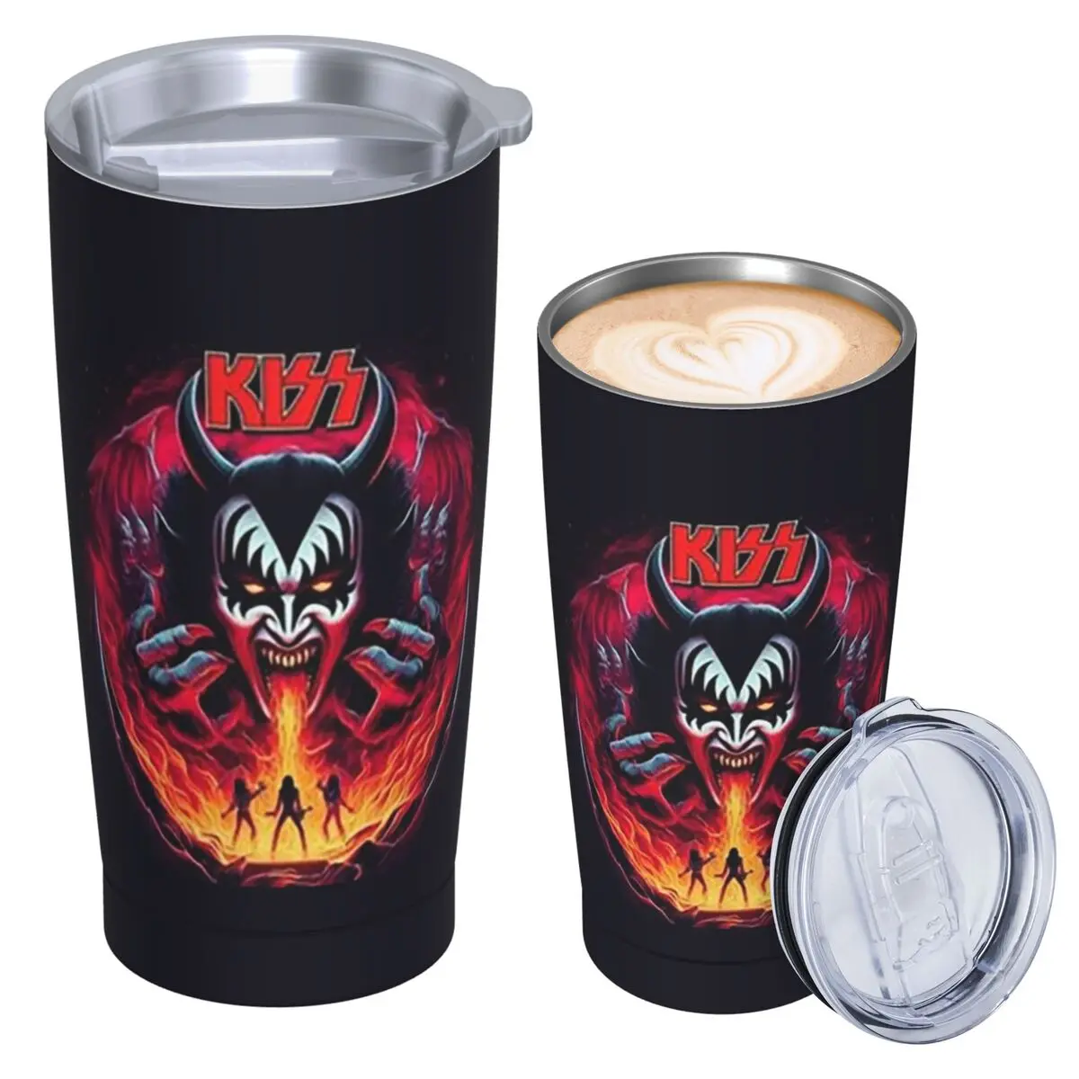 KISS The Band Demon Red Rock Music Stainless Steel Tumbler Vacuum Insulated Mug Thermal Cold Bottle Straw With Lid 20oz