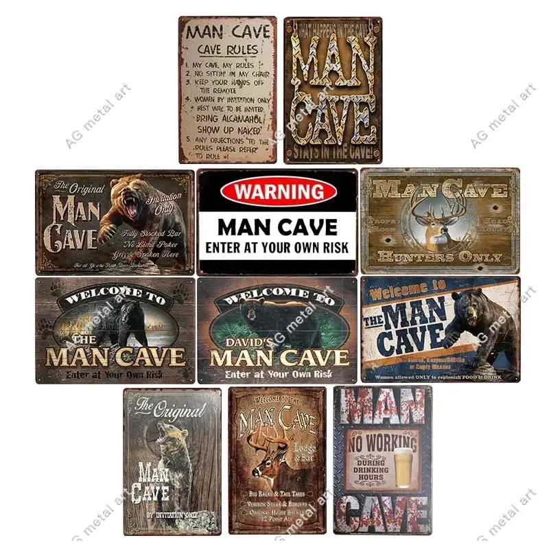 

Vintage Man Cave Rule Metal Tin Sign Vintage Bar Wall Painting Plaque Mancave Art Poster Home Decor 20x30cm