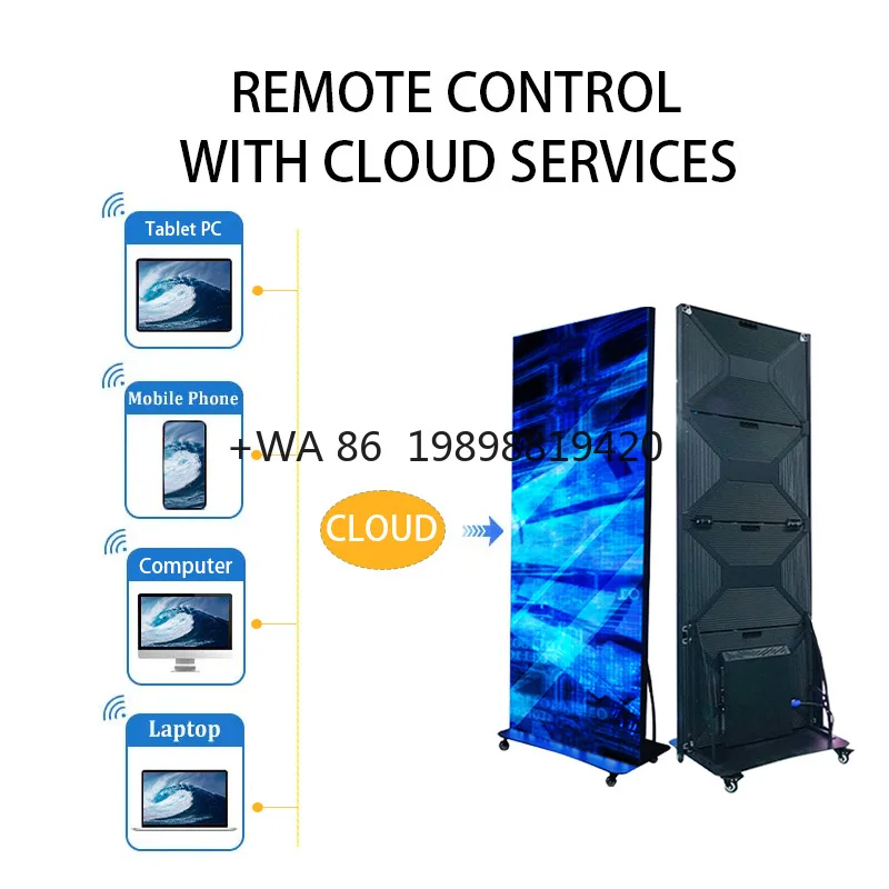 شاشة ممتدة رائجة البيع شاشة LED آلة الإعلان وصول جديدة عجلات عرض الملصق Led