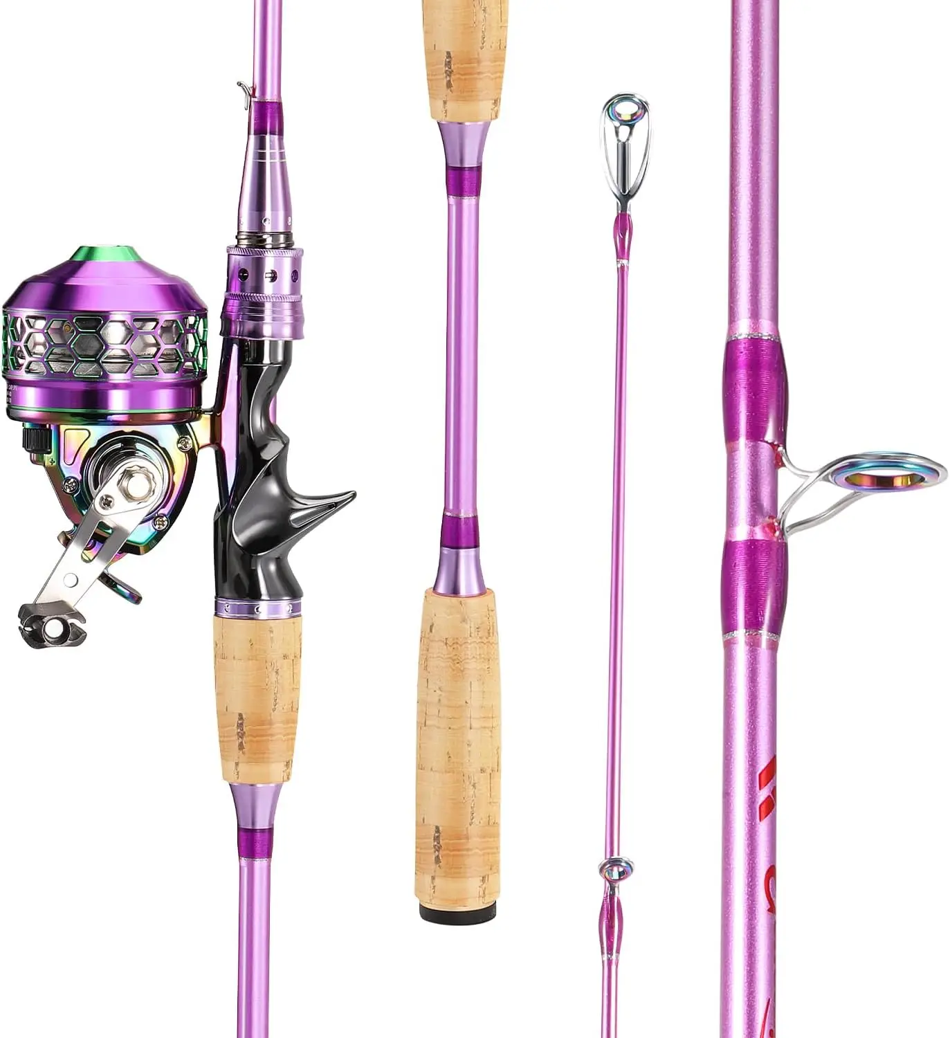Spincast Fishing Rod and Reel Combo, 2-Piece Medium Heavy Rod with Super Smooth Push-Button Baitcasting Reel, Hassle-Free Design