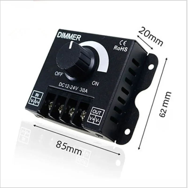 30A 12V 24V DC Dimmer Switch for LED Strip Brightness Adjuster Knob DC Control Switch