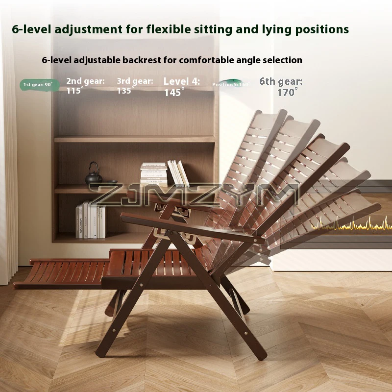 Adjustable Bamboo Lounge Chair Foldable Reclining Chair For Home Use Can Sit Or Lie Down Summer Balcony Backrest Leisure Chair