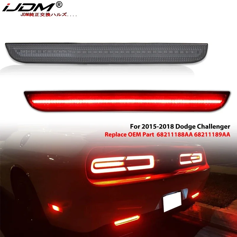 For Dodge Challenger Rear Bumper Reflector Lights Assembly For Function as Tail or Rear Fog Lights Car Taillight  2015-2022