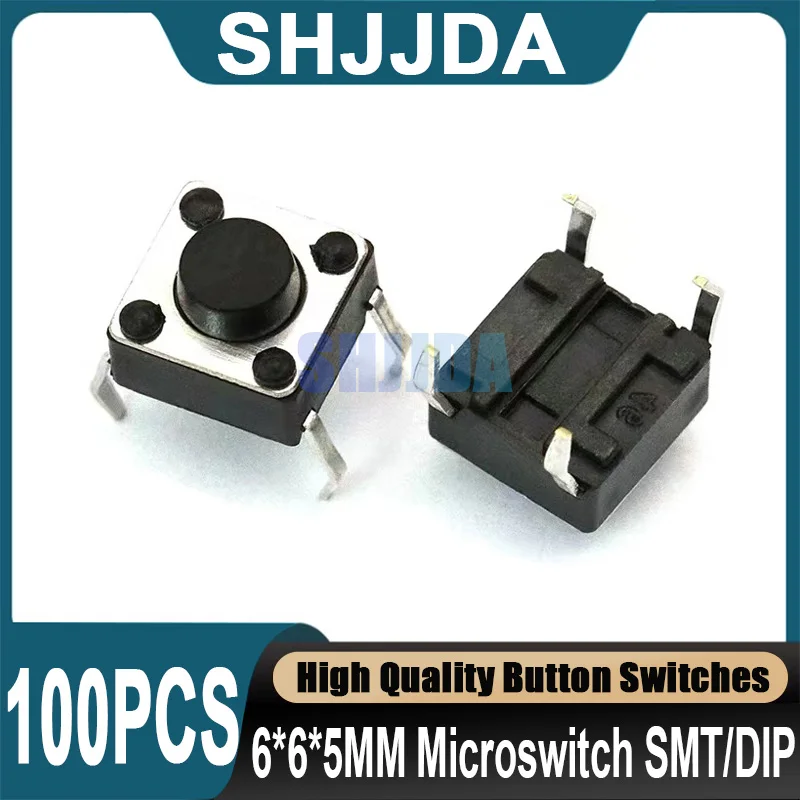 100Pcs 6x6x5mm Microswitch Key Switch 4 PIN For 6*6*5mm Light Touch Switch Button Switch Electromagnetic Furnace Micro Switch