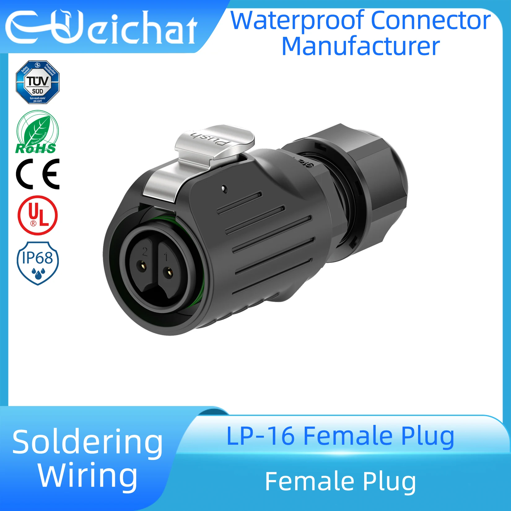 EW-LP16 Charger Plastic IP68 Outdoor Power Electrical Connector 2 3 4 5 7 8 9 Pin Female Male Plug Socket M16 Signal Adapter