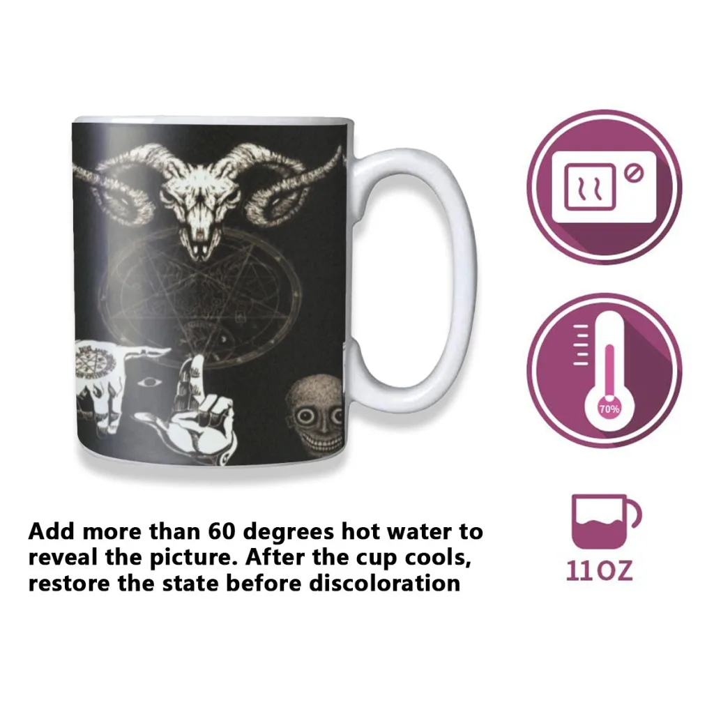 Baphomet Inverted Pentagram Goat Coffee Mugs Cup Color Changed Mug Heat Sensitive Tea Cup Coffee Mug Gift Mug Drop Shipping