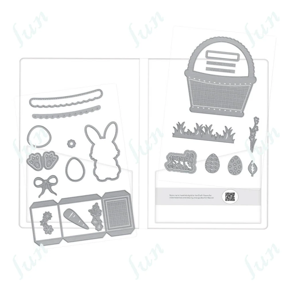 Baskets & Bunnies Easter Metal Cutting Dies Box Stencils for DIY Scrapbooking Photo Album Decoration Embossing Paper Cards