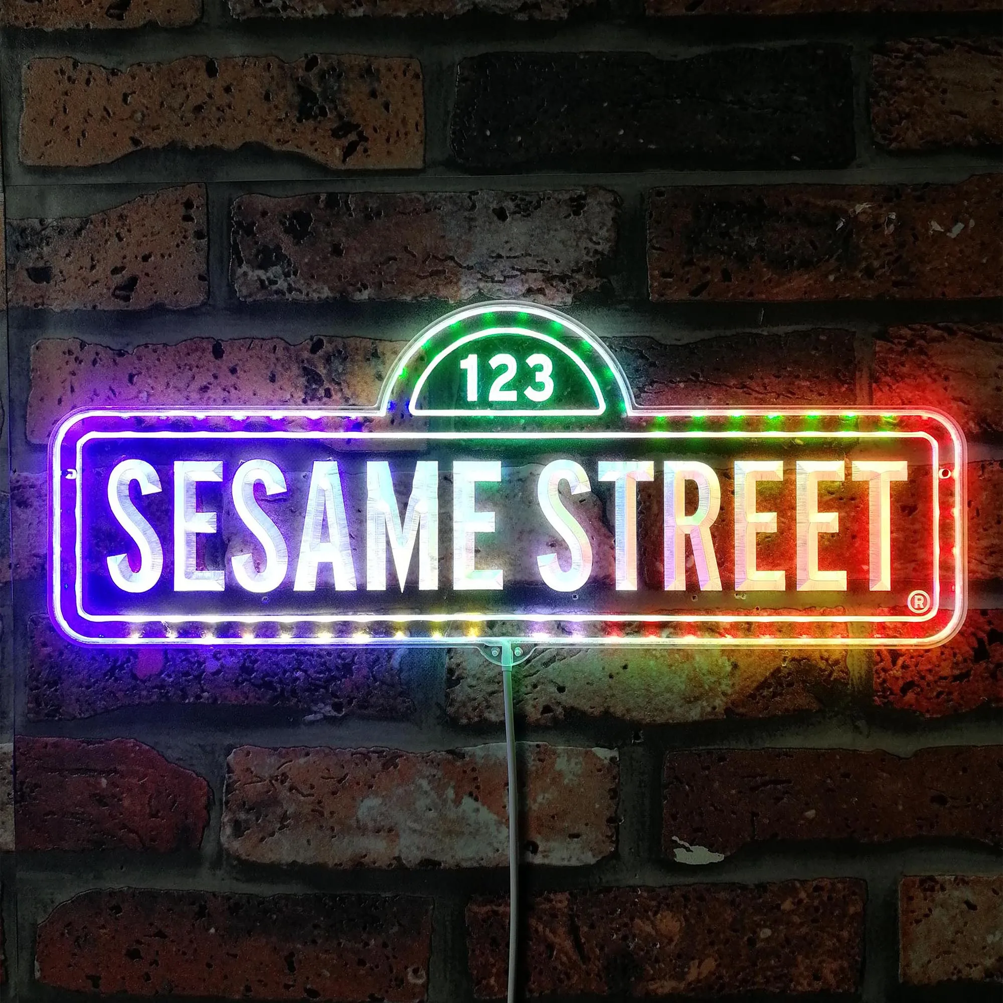 Sesame Street Dynamic RGB Edge Lit LED Sign, Game Room Decor, Gaming Night Light