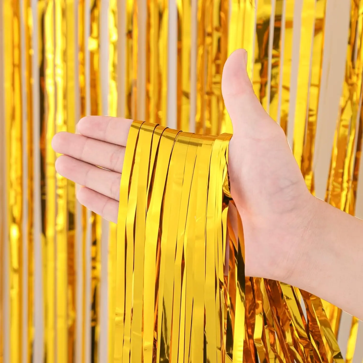 6pack Golden Tassel Background Decoration Set Metallic Foil Tassel Curtain Background Suitable for  important scene