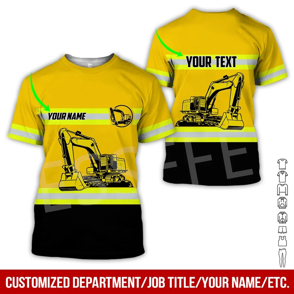 Tessffel Cosplay Crane Heavy Equipment Operator Worker Customize Name Summer Casual T-Shirts Unisex Top O-Neck Short Sleeves A2