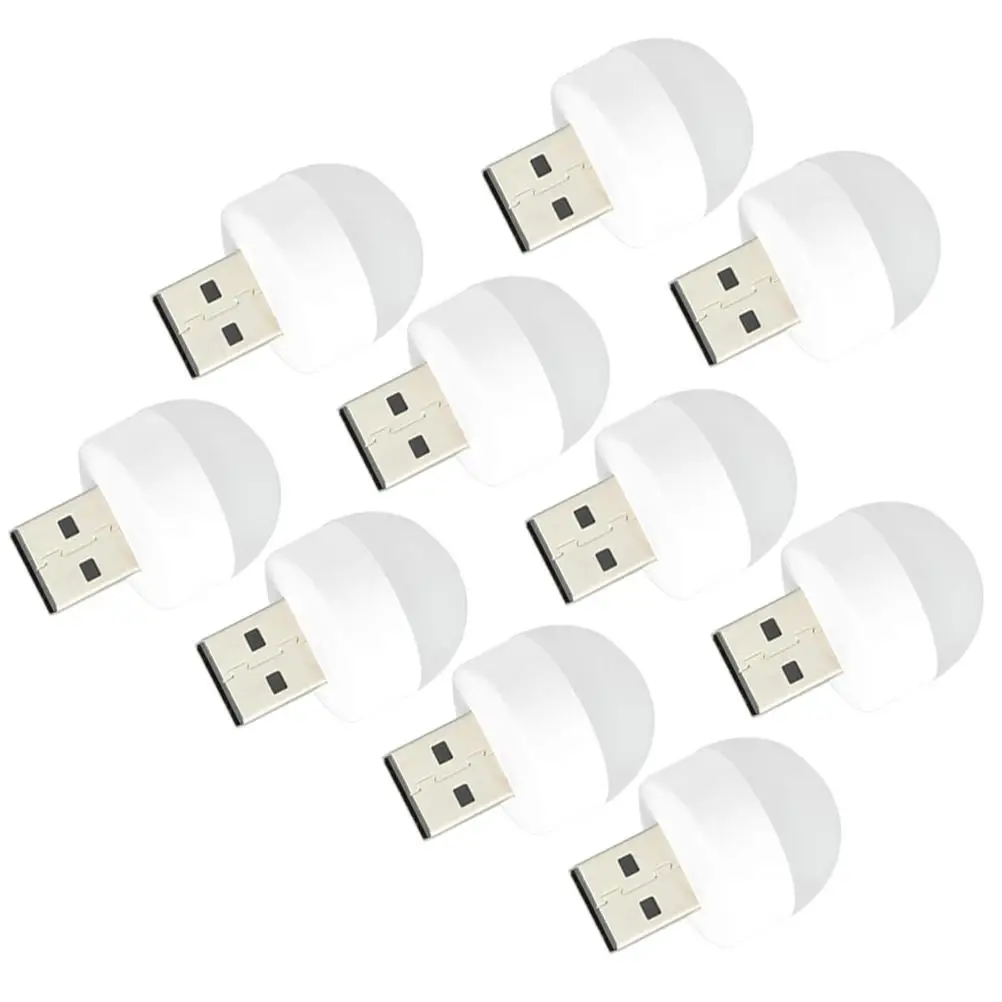 

10 Pcs USB Night Lights LED Mini Portable Bedroom Travel Small Plug in Bulbs Light Bathroom Stairs Electrical Product