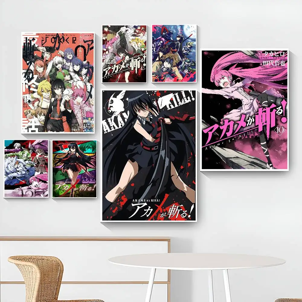 Anime A-Akame Ga Kill Movie Sticky Posters Retro Kraft Paper Sticker DIY Room Bar Cafe Aesthetic Art Wall Painting