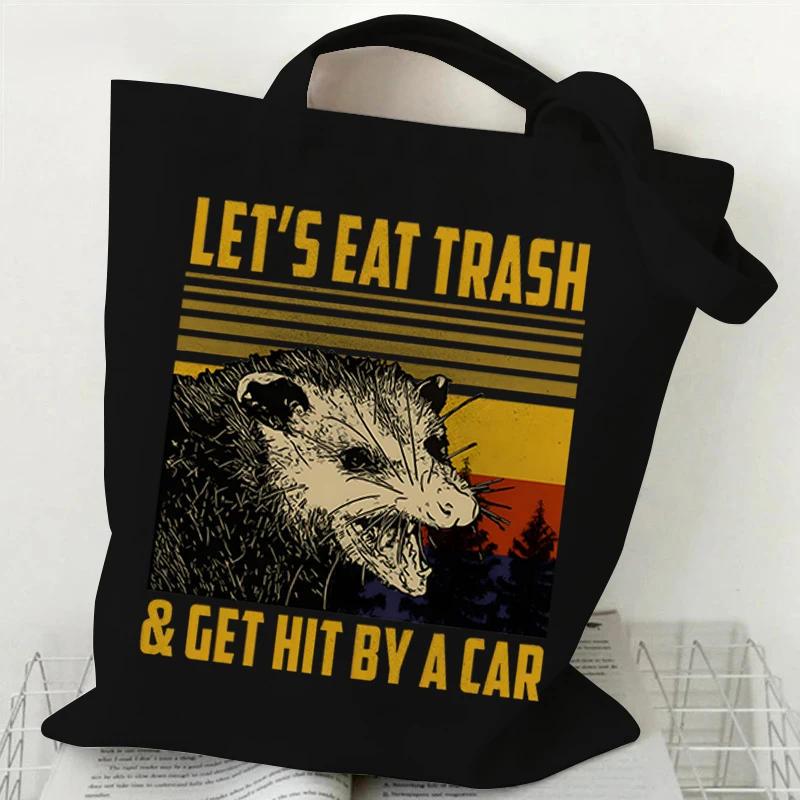 Screaming Possum Shopping Bags Not Today Satan Shopper Collapsible Bag Possum Tote Bags Harajuku Funny Animals Women's Handbags