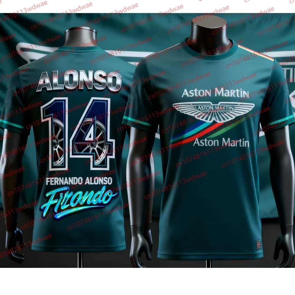

Футболка Aston Martin для спорта на открытом воздухе, мотоциклетная футболка, испанский гонщик, комплект футболок Fernando Alonso 14, памятная одежда для фанатов