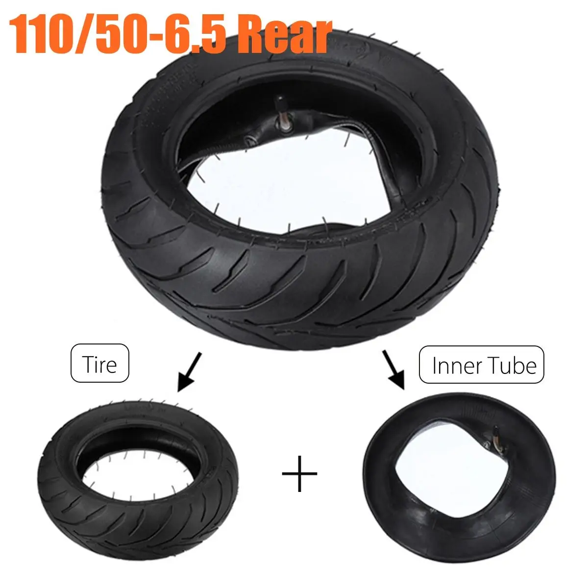 110/50-6.5 Inner Tube Outer Tyre fits for e-Bike Electric Scooter Mini Motorcycle 47cc 49cc Wheel Rubber Wheel Black