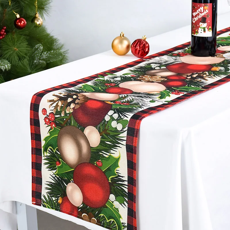 

Linen Christmas Tablecloth Snowman Nutcracker Snowflake Reindeer Gnomes Christmas Tree Pattern Xmas Winter Dining Table Decor