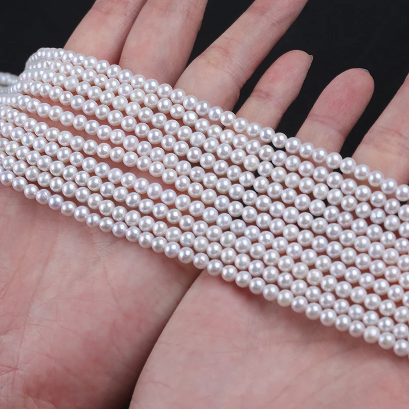 

Hot sale 4-4.5mm Natural White Akyoa Round Freshwater Loose Pearl Beads For Women jewellery making