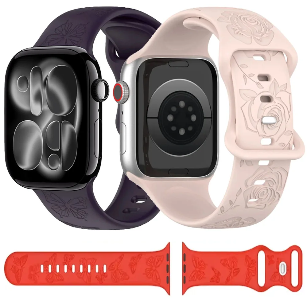 Muster-Silikonarmband für Apple Watch 11 10 9 8 7 46mm 42mm 45mm 41mm Ultra 3/2/1 49mm Armband iWatch 6 5 4 SE3 44mm 40mm
