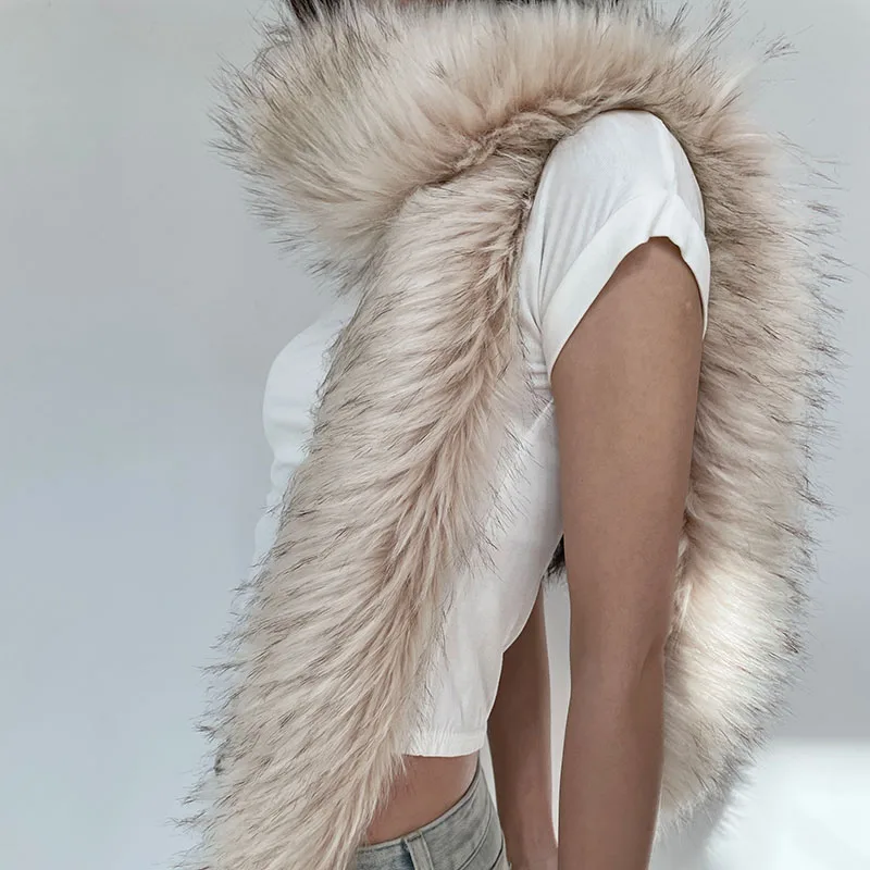 

Длинный шарф из искусственного лисьего меха для женщин и мужчин Y2K, сексуальный зимний теплый утолщенный удлиненный воротник, меховой воротник, накидка, сексуальное женское платье, шали