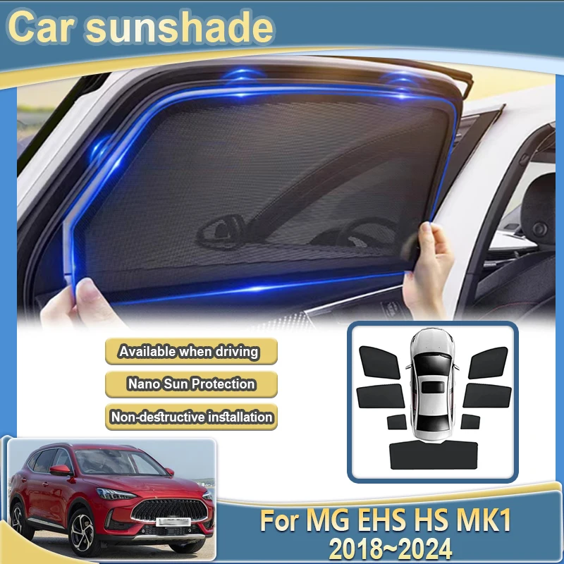 

For MG EHS HS AS23 MK1 2018~2024 Pilot Privacy Protect Light blocking Curtain Car Window Sun Visor Mesh Sunshade Shield Car Part