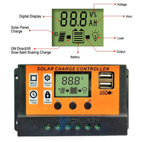 Intelligent Solar Controller 10A 20A 30A 40A 50A 60A 80A 100A 12V 24V Auto Recognition LCD Display With USB Port PWM Regulator