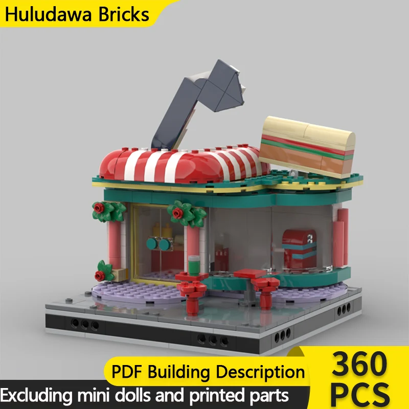 

Модель City Street View MOC, строительные кирпичи, ресторан в центре города, модульная технология, детские праздничные подарки, сборные игрушки, костюм