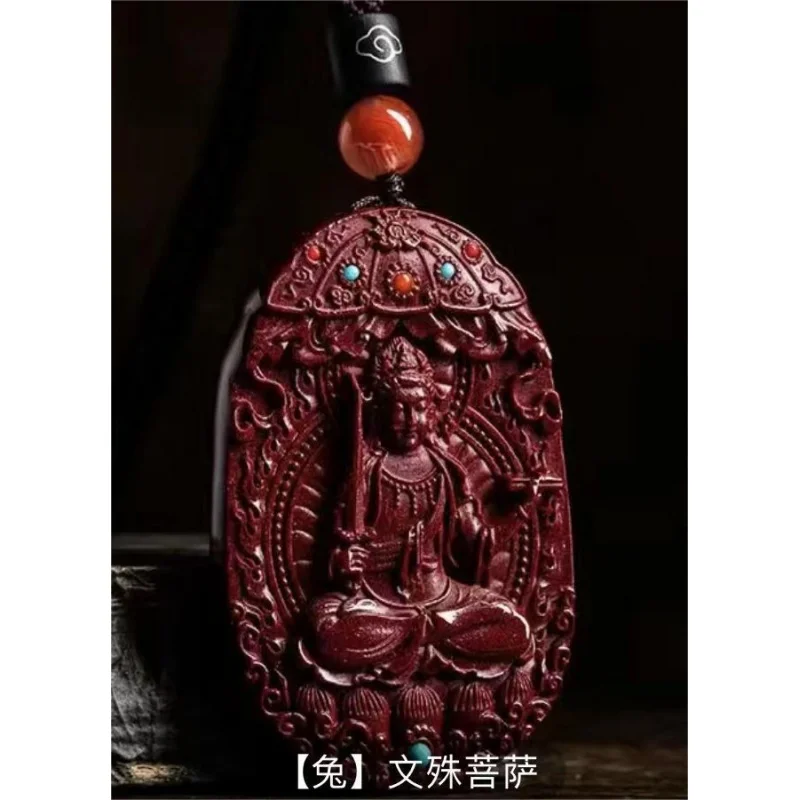 Raw Ore Inlaid Chinese Zodiac Pendants Manshu Bodhisattva Amulet Eight Patron Saints Men's and Women's Birth Buddha Empty