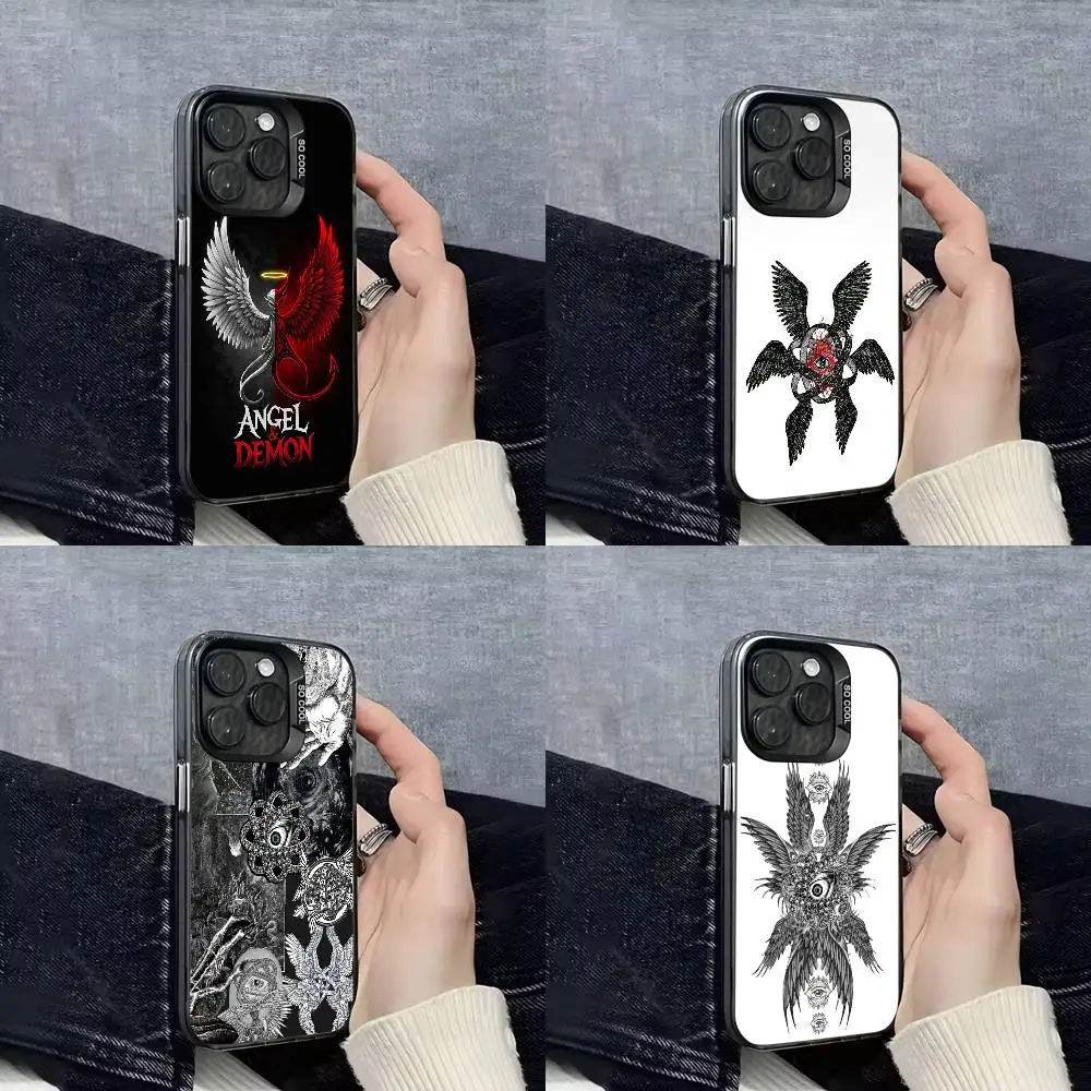 

Angel Demon Eyes Pattern Phone Case For iPhone 17,16,15,14,13,12,Pro,Max,Plus,E,SE4,Air,Mini Black IMD Box