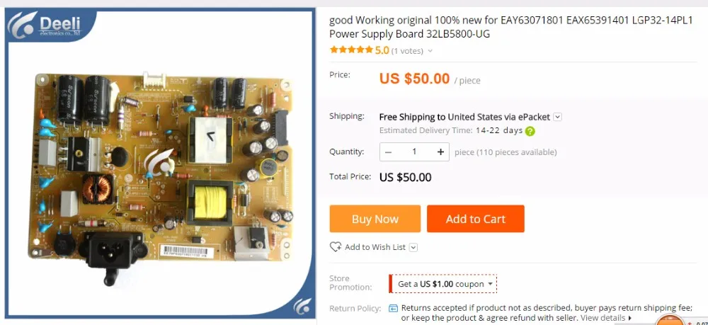 Bon travail 100% nouveau pour LGP32I-14PL1 EAY63071801 EAX65391401 carte d'alimentation LGP32-14PL1 32LB58HO UG