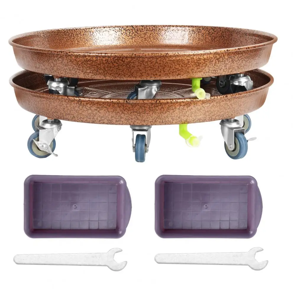 2Pcs 20in Heavy Duty Plant Caddy with Wheels Rolling Planter Stand Outdoor Saucer Tray with Drainage Movable Base Swivel Casters