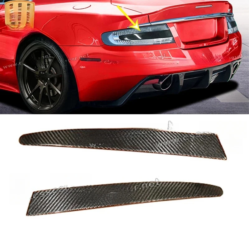 Durable Latest Design 2Pcs Car Rear Tail  Eyebrow Cover Trim Aston V8 Vantage 2005 - 2019 Carbon Fiber Auto Exterior Acc