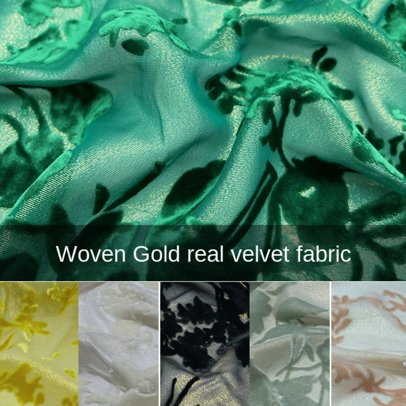 1/3.5meter High Quality Silk Velvet Garment Fabric Print Sheer Sexy Dress Gown Sundress Sewing Fabric