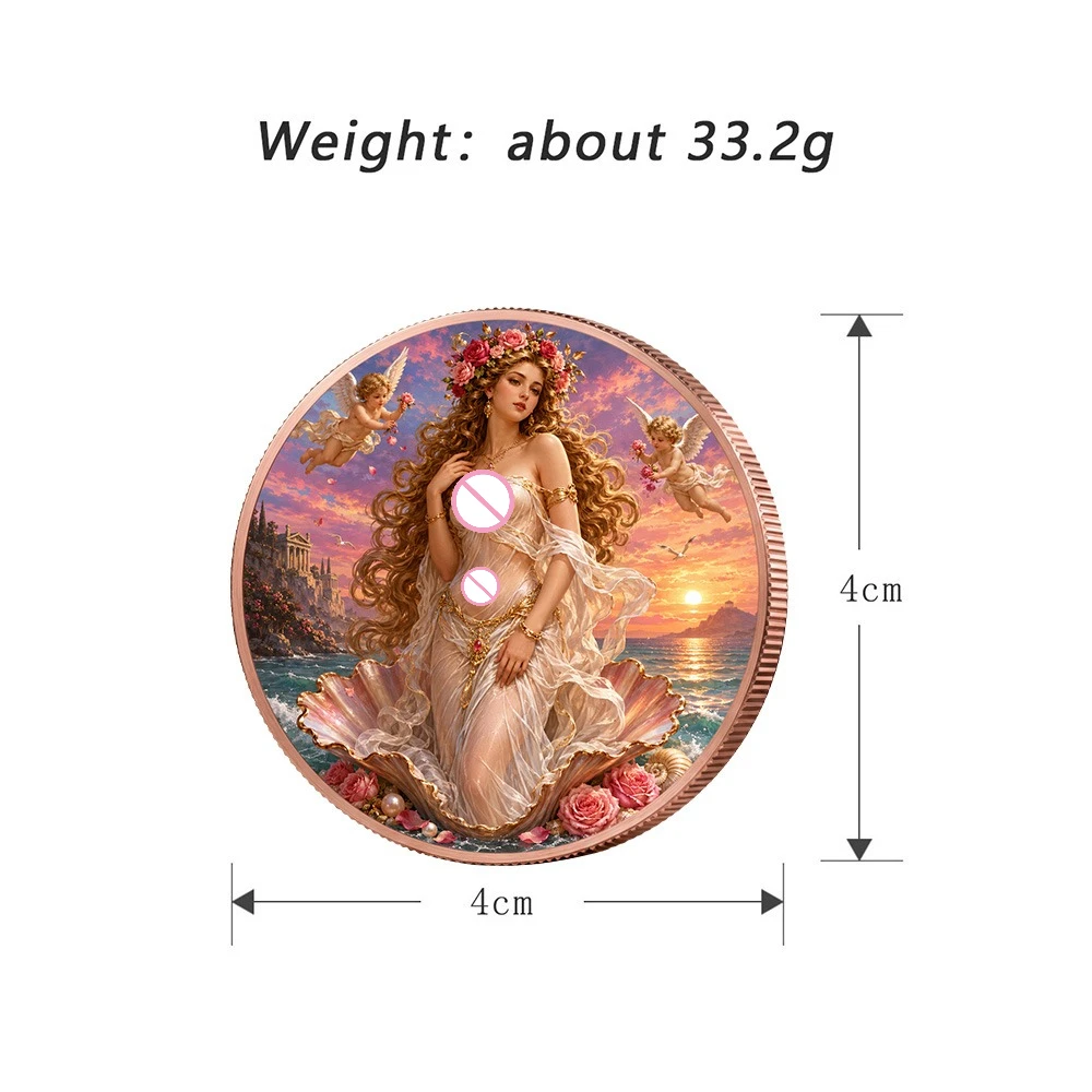 1OZ .999 Fine Copper Coin Aphrodite Goddess Cupid  Ancient Greek Temple Printed Collectible Challenge Medal Desktop Gift