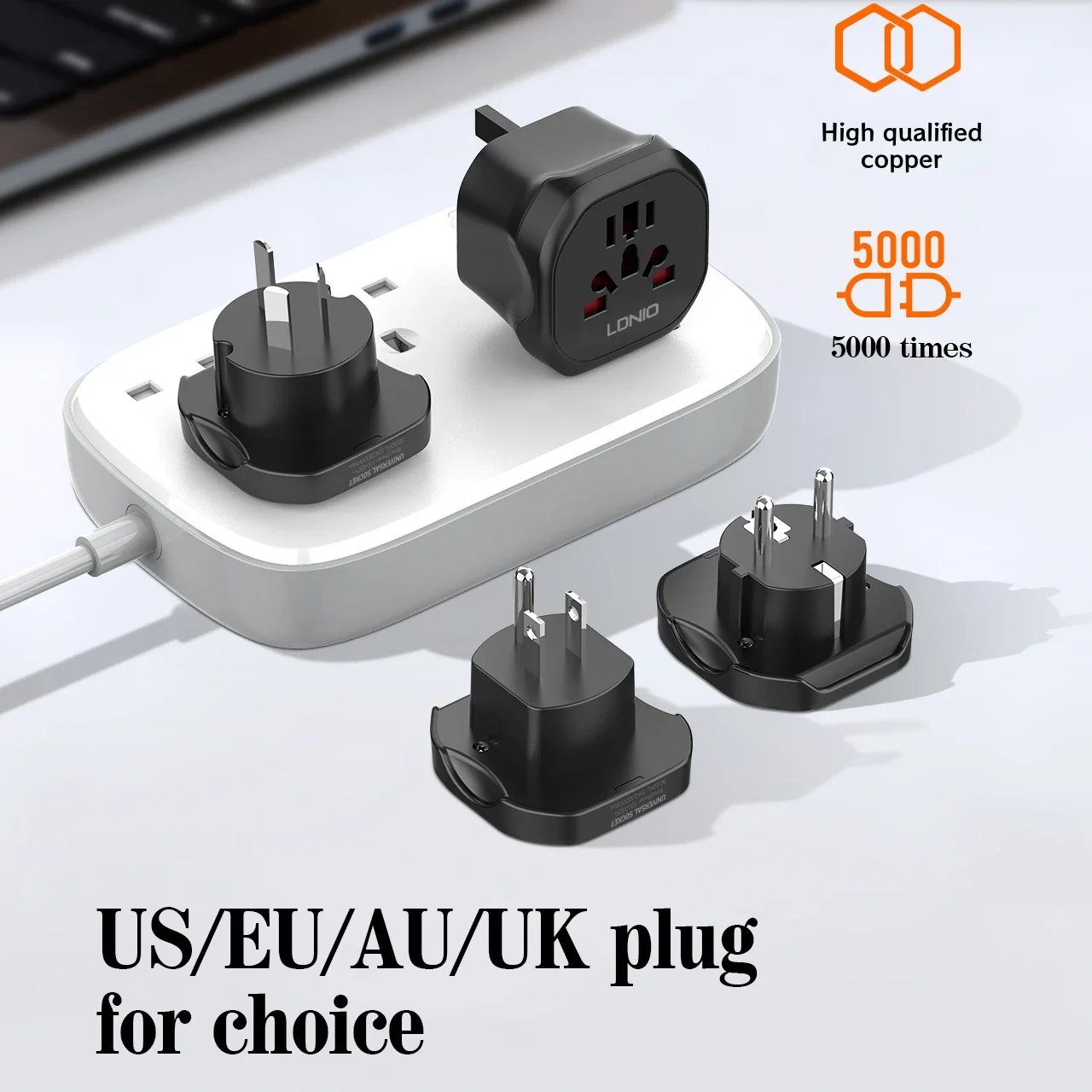 LDNIO Z7 Universal Outlet EU UK AU US KR Plug Converter Home Travel Socket Adapter Compatible With 200+ Countries Portable Trip