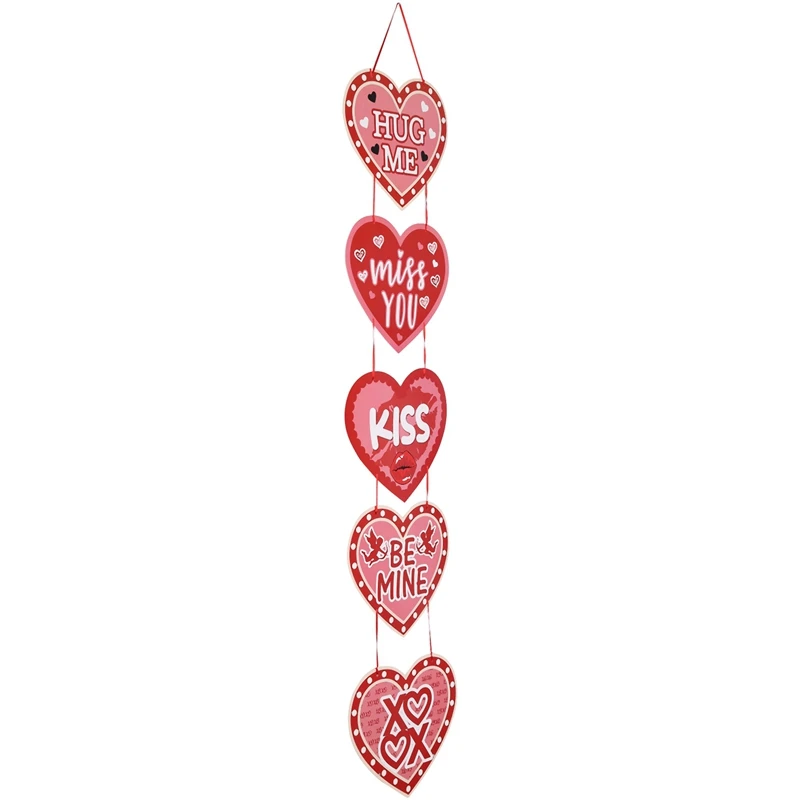 1Set Valentine's Day Theme Heart Door Hangers Happy Valentines Day Party Decoration Banner Paper