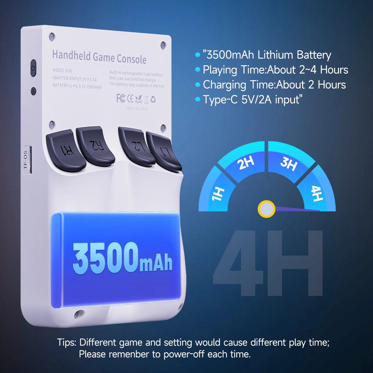 Magcubic K36 Retro Handheld Video Game Console 500nit 3.5 Inch IPS Screen 16000 Games Emulator for PS1/PSP/DC/N64/SS