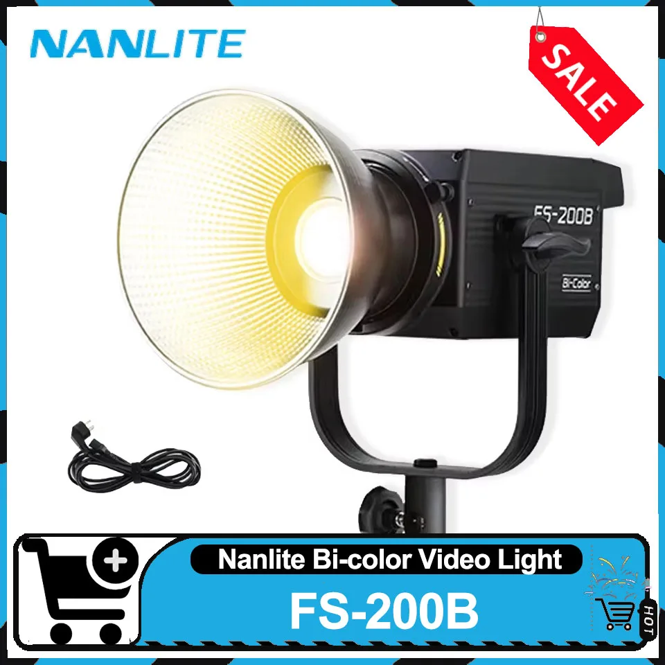 Nanlite FS-200B Bi-Color LED Monolight 220W 2700-6500K CRI96 TLCI97 Photography Fill Lighting for Filmmaking Live Streaming