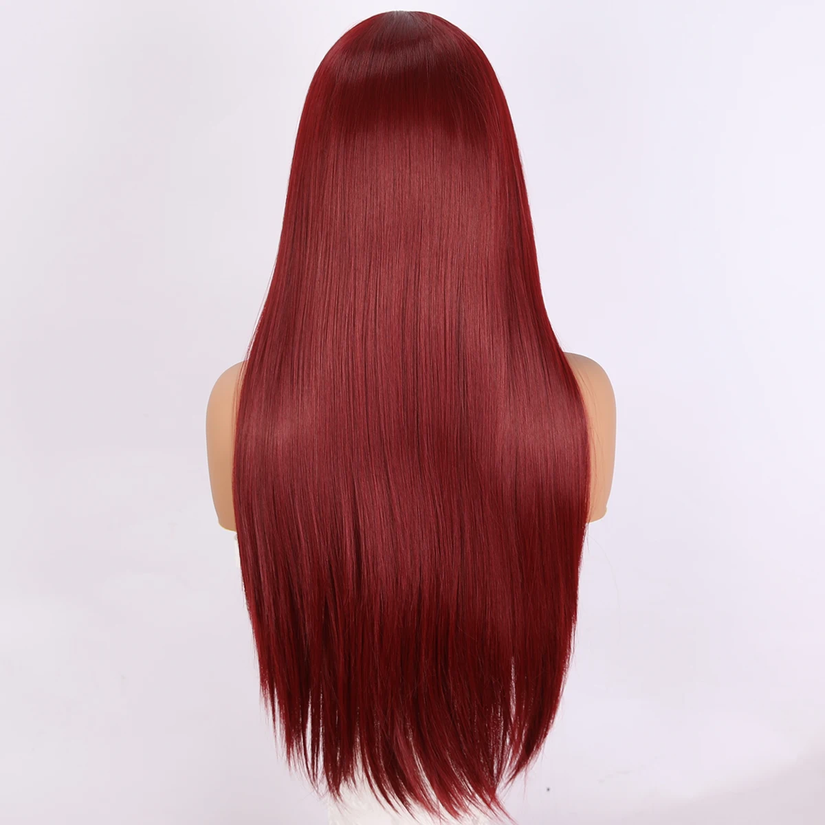 Suitable For Black Women's Daily Natural Role-Playing Wig Hand Hook Lace Long Straight Hair Red Split Bangs Straight Hair Wig