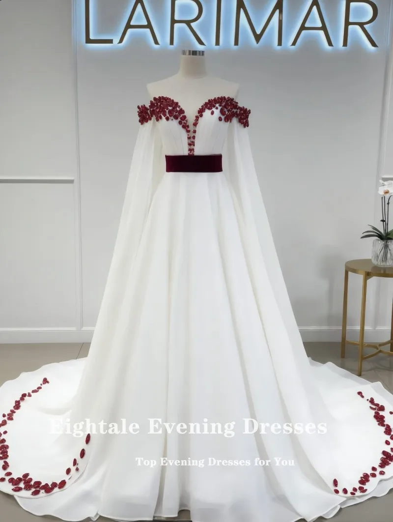 Eightale Arabic Wedding Dress Customized Ivory off the Shoulder A-Line Beaded Rhinestones Luxury Bridal Gown Bride Party Dress