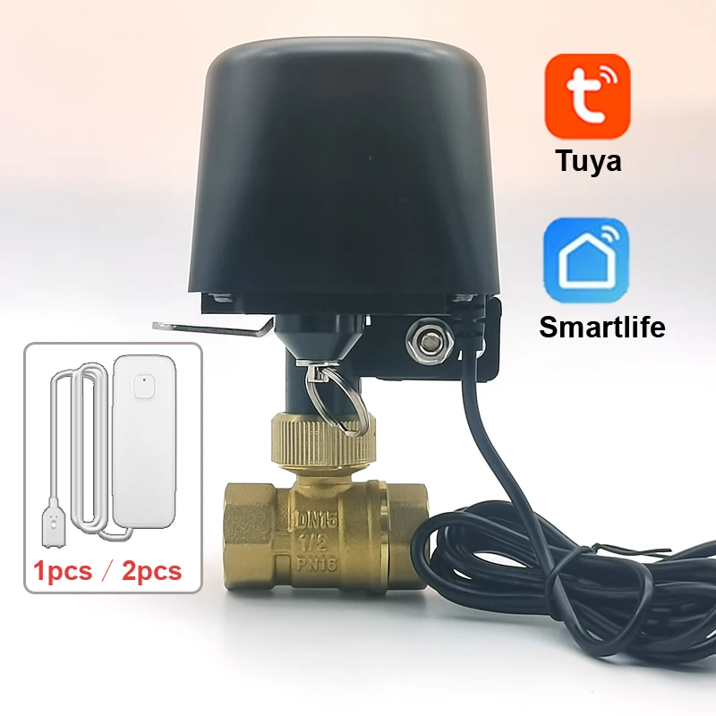 Tuya Smart Water Vavle WiFi Water Stop Check Valve Water Leak Sensor Shut Off Remote Control Timer Support Alexa Google Home