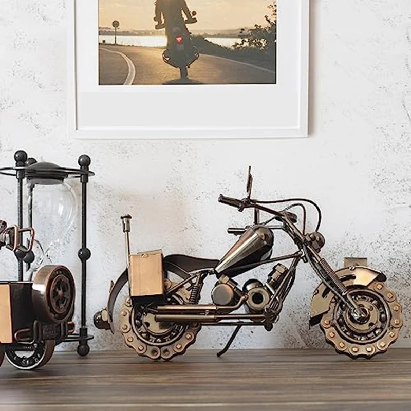 Motorcycle Gifts For Men Unique,Birthday Gifts For Men & Women Riders, Vintage Office Decor,Scrap Metal Motorcycle Art Durable A