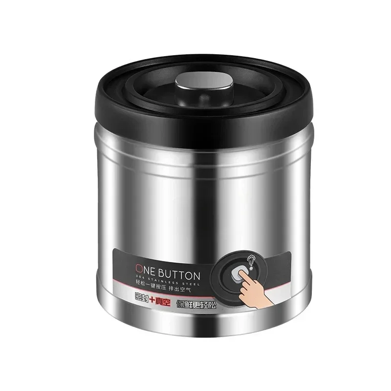 

Vacuum Sealed Jug Coffee Beans Stainless Steel Airtight Container Kitchen Food Grains Candy Keep Fresh Storage Jar