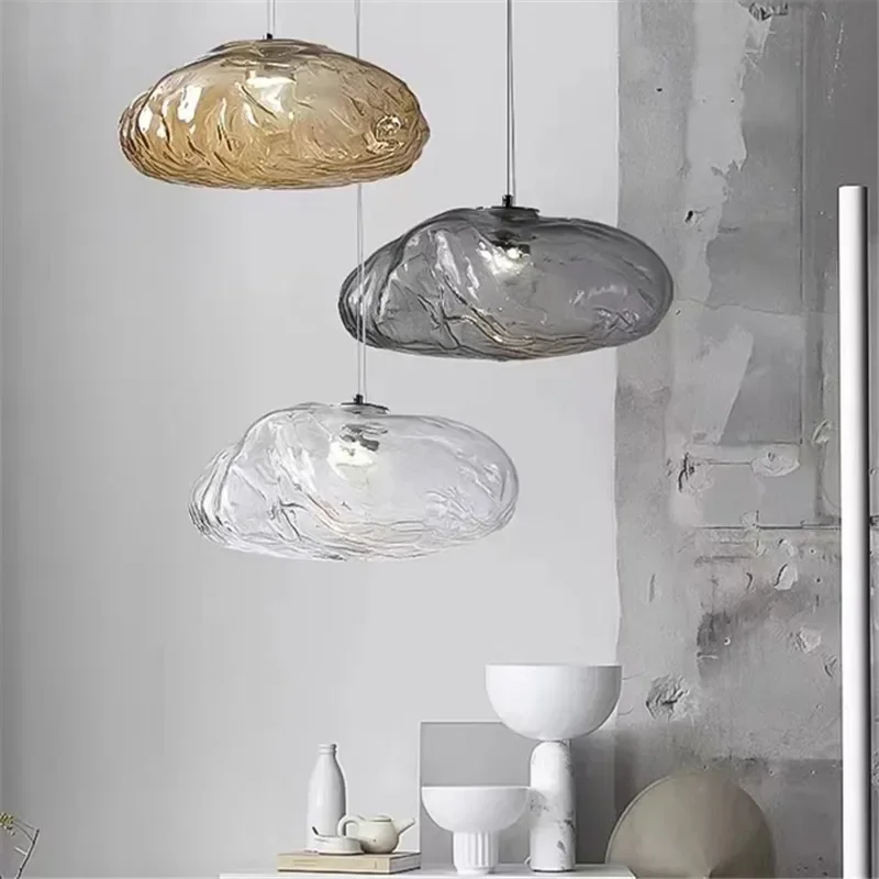 

Nordic Art Design Cloud pendant light Smoke Grey Glass Lamp Home Decoration Bedroom Staircase Lighting bar Restaurant Lighting