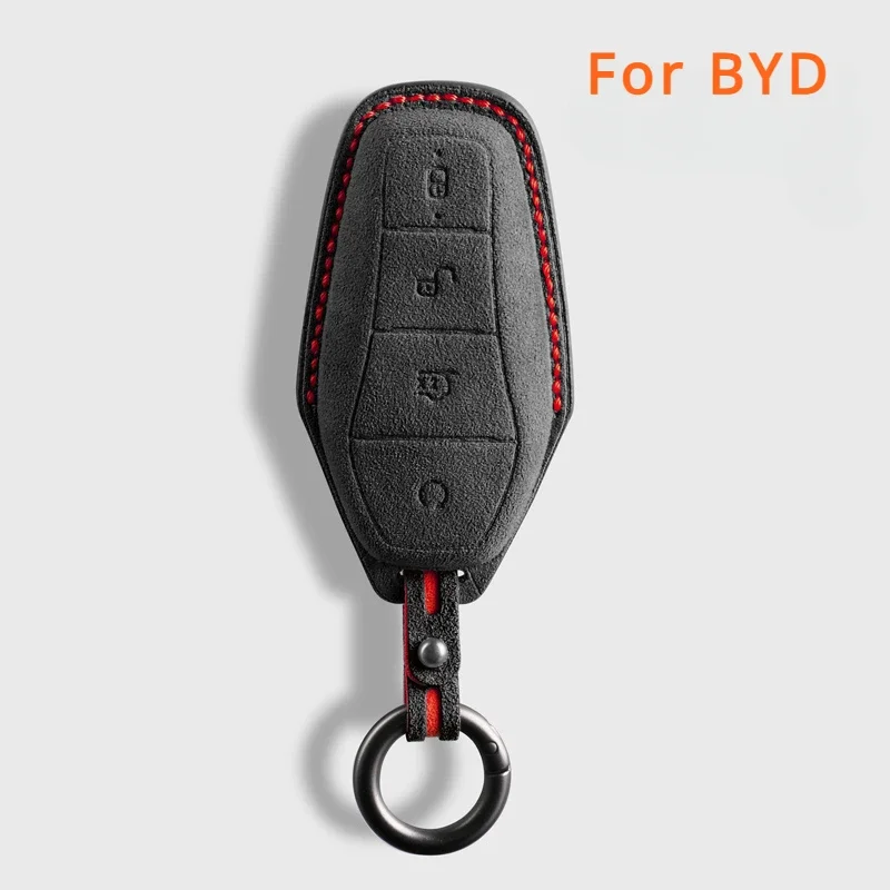 

For BYD Han Ev Tang Dm Qin PLUS Song Pro MAX Yuan Dolphin E2 Suede Remote Car Key Case Shell Keychain for BYD Leather Car Key