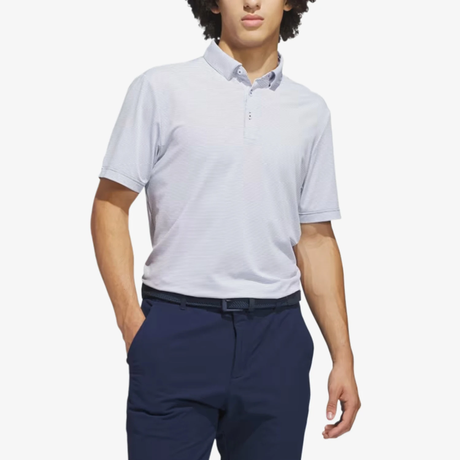 Adidas genuine men's pencil striped comfortable short sleeved golf jacket KB1363