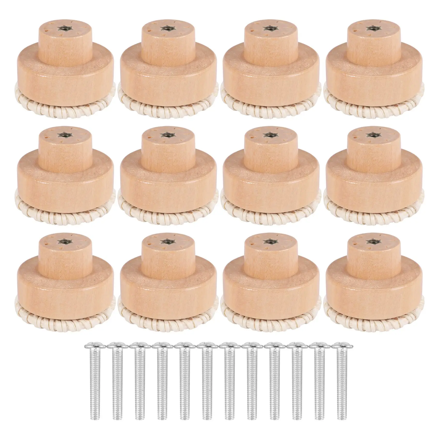 [NEW!A93G】 Boho Rattan Dresser Knobs Round Wooden Drawer Knobs Handmade Wicker Woven And Screws For Boho Furniture Knobs Beige