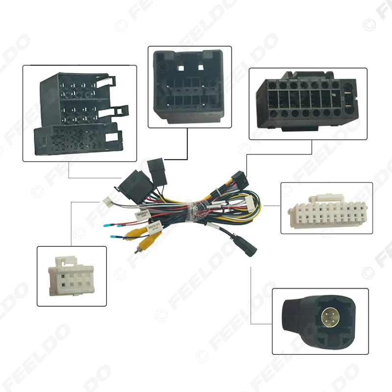 FEELDO Car Audio 16PIN DVD Player Power Calbe USB Adapter For Geely Bo Yue 2016 Stereo Plug Wiring Harness