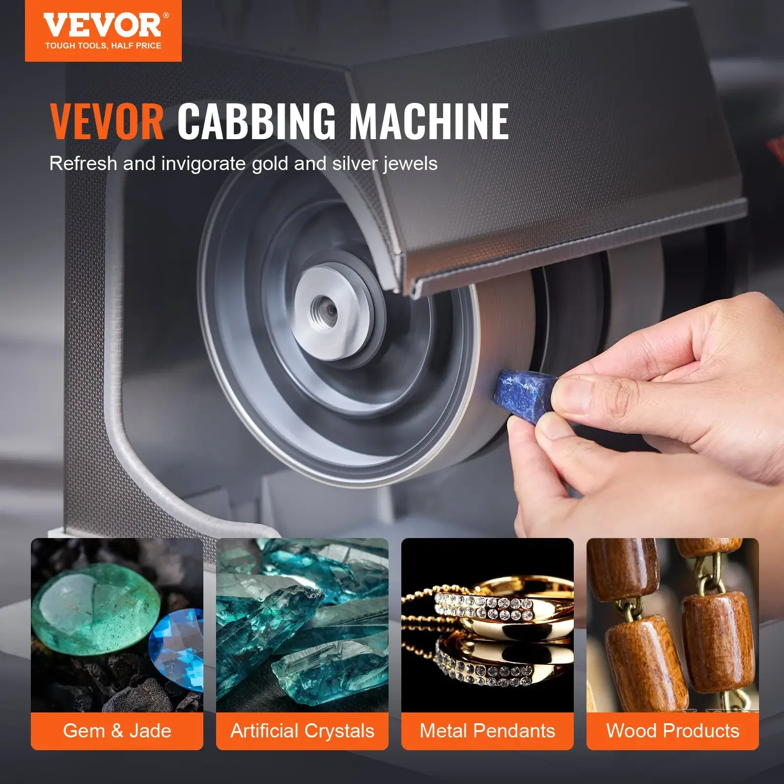 VEVOR  Latest 1800rpm Lapidary Rock Faceting Grinding Machine Gem Jade Stone Cabochons Necklace Creator