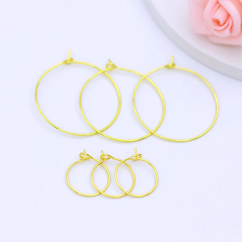 18K Real Gold Nine-Word Circle, Round Earrings with Nine-Word Circle, DIY Beading Earrings with 9-Word Circle Accessory