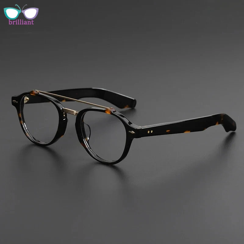 

Double Beam Men Eyeglass Frame New Top-quality Handmade Acetate 68RX Retro Optical Glasses Women Myopia Reading Round Eyeglasses